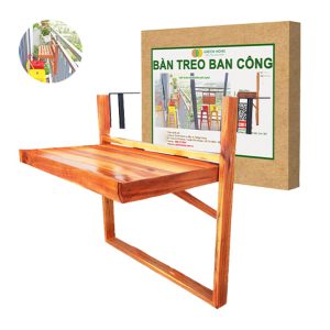 Bàn Treo Ban Công Bằng Gỗ, D60xR30cm