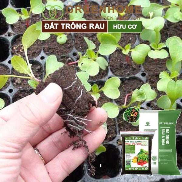 Đất trồng rau Organic, bao 2kg, hữu cơ, đầy đủ dinh dưỡng không cần bổ sung thêm phân bón |Greenhome