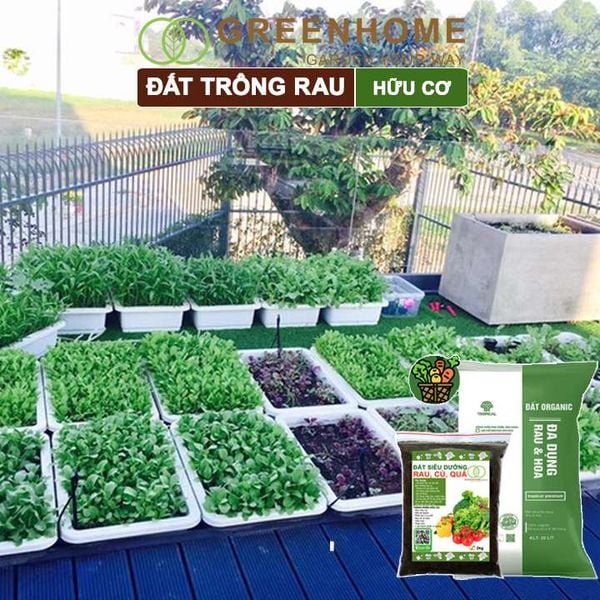 Đất trồng rau Organic, bao 2kg, hữu cơ, đầy đủ dinh dưỡng không cần bổ sung thêm phân bón |Greenhome