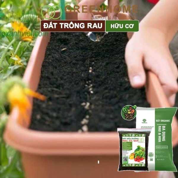 Đất trồng rau Organic, bao 2kg, hữu cơ, đầy đủ dinh dưỡng không cần bổ sung thêm phân bón |Greenhome