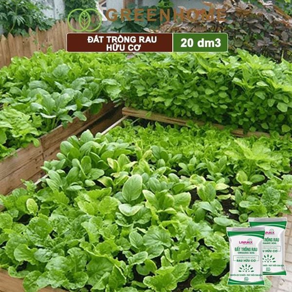Đất trồng rau Lavamix, bao 20dm3 (8-10kg), hữu cơ, dùng ngay không cần bổ sung thêm phân bón |Greenhome