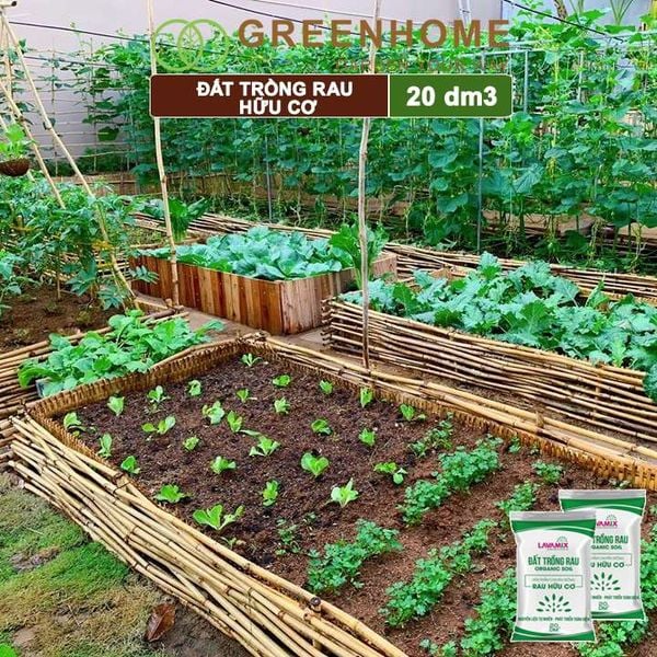Đất trồng rau Lavamix, bao 20dm3 (8-10kg), hữu cơ, dùng ngay không cần bổ sung thêm phân bón |Greenhome