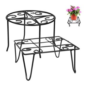 Đế Kê Chậu Cây, R21xC10cm, Bằng Sắt Sơn Tĩnh Điện, Màu Đen, Uốn Mỹ Nghệ, Bền, Đẹp, Nhiều Hình Dạng Lựa Chọn