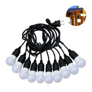 Dây Đèn Led Ngoài Trời, Bộ 5m +10 Bóng 3W, Màu Vàng Ấm, Chống Nước, Trang Trí Ban Công, Sân Vườn, Quán Cafe