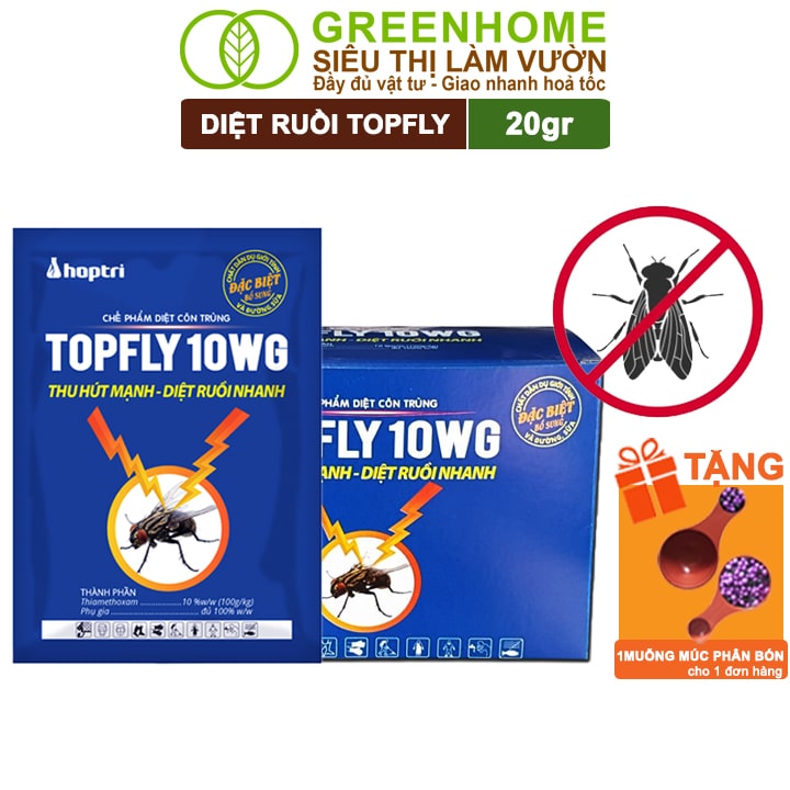 Thuốc Diệt Ruồi Topfly 10wg, Gói 20gr, Thu Hút Mạnh, Diệt Ruồi Nhanh, Hiệu Quả, An Toàn, Tiết Kiệm