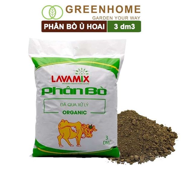 Phân bò Lavamix, bao 3dm3, đã qua xử lý, không mùi hôi, hữu cơ tiện lợi |Greenhome