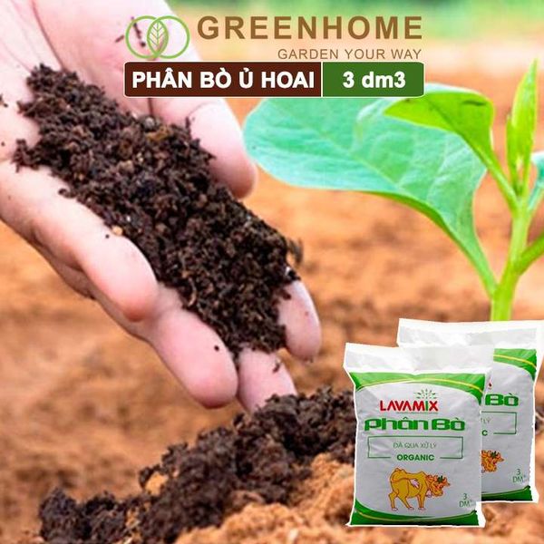 Phân bò Lavamix, bao 3dm3, đã qua xử lý, không mùi hôi, hữu cơ tiện lợi |Greenhome