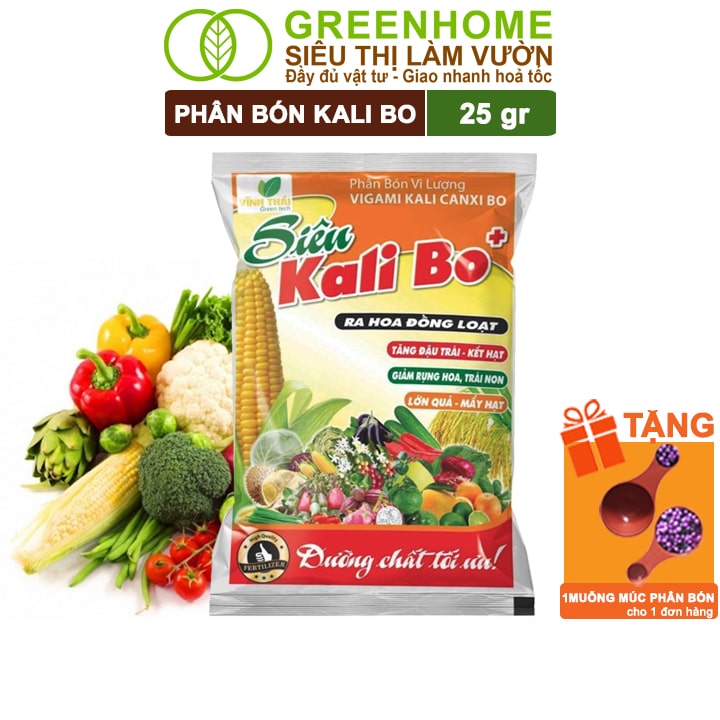 Phân Bón Kali Bo, Gói 25g, Kích Thích Ra Hoa, Giảm Rụng Trại Non, Nuôi Quả To, Chắc Ruột, Tăng Độ Ngọt