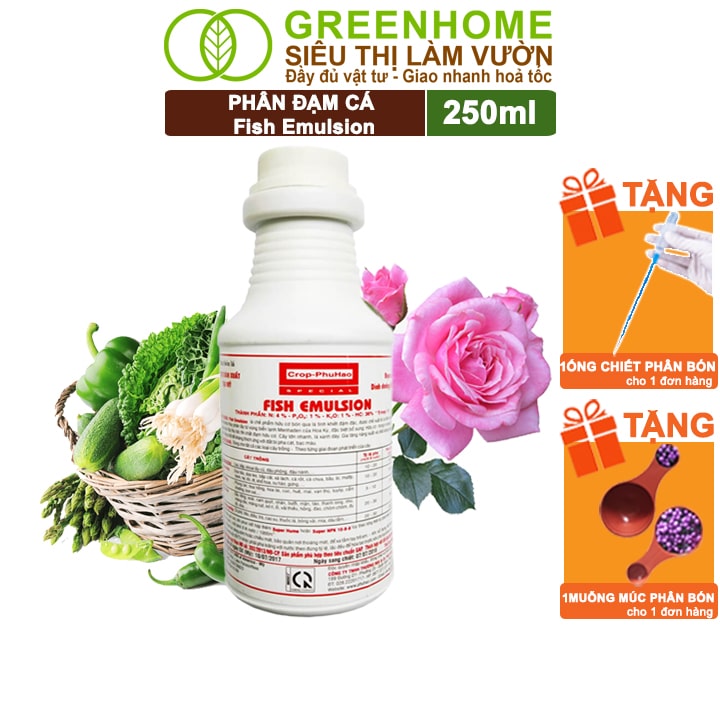 Phân Đạm Cá, Fish Emulsion, Chai 250ml, Hữu Cơ Giúp Thân, Rễ Cây Khoẻ, Siêu Chồi Và Hoa Phù Hợp Cho Hoa Hồng