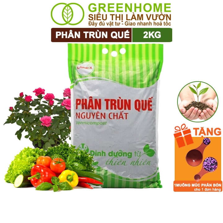 Phân Trùn Quế, Lavamix, Bao 2kg, Nguyên Chất, Bổ Sung Dinh Dưỡng, Cải Tạo Đất, Hữu Cơ Tiện Lợi, Bón Rau, Hoa