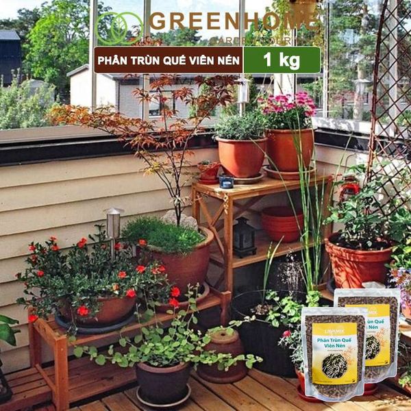 Phân trùn quế viên nén Lavamix, bao 1kg, nguyên chất bổ sung dinh dưỡng cho cây, hoa, cải tạo đất |Greenhome