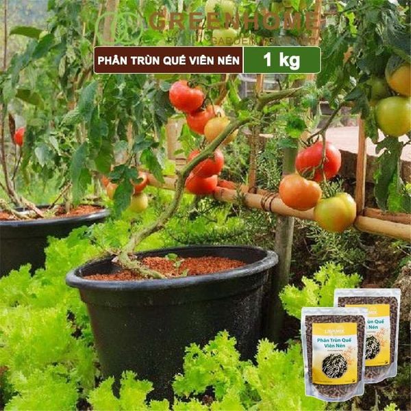 Phân trùn quế viên nén Lavamix, bao 1kg, nguyên chất bổ sung dinh dưỡng cho cây, hoa, cải tạo đất |Greenhome