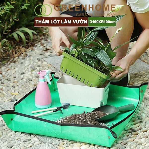 Thảm lót làm vườn, D100xR100cm, chống thấm nước, dễ vệ sinh, trộn đất, trồng cây sạch sẽ, nhiều màu lựa chọn |Greenhome