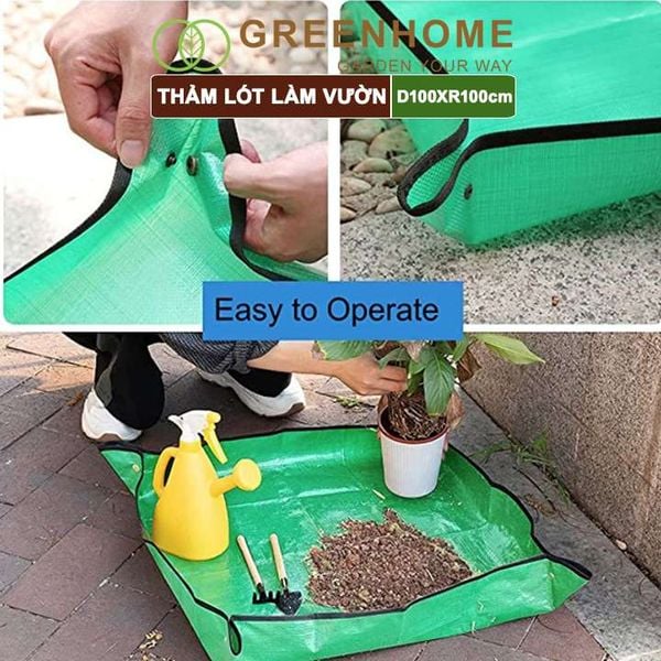 Thảm lót làm vườn, D100xR100cm, chống thấm nước, dễ vệ sinh, trộn đất, trồng cây sạch sẽ, nhiều màu lựa chọn |Greenhome