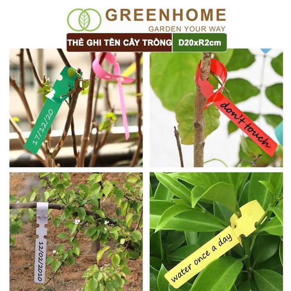 Thẻ ghi tên cây, đánh dấu đồ vật Greenhome, D20xR2cm, chất liệu nhựa PVC, dễ lắp đặt, tái sử dụng