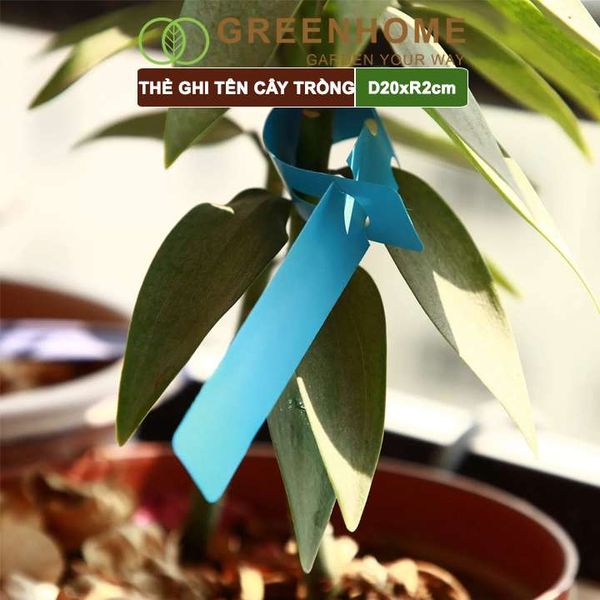 Thẻ ghi tên cây, đánh dấu đồ vật Greenhome, D20xR2cm, chất liệu nhựa PVC, dễ lắp đặt, tái sử dụng