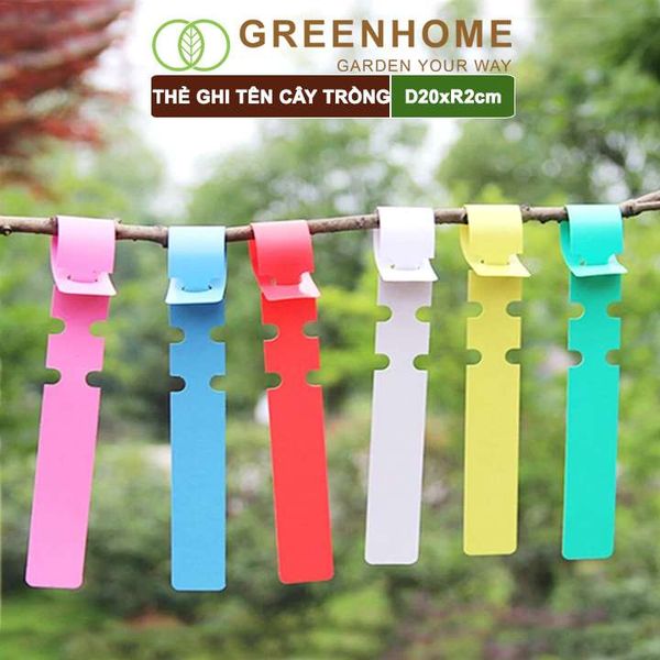 Thẻ ghi tên cây, đánh dấu đồ vật Greenhome, D20xR2cm, chất liệu nhựa PVC, dễ lắp đặt, tái sử dụng