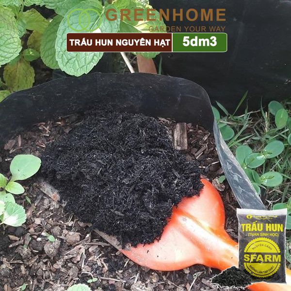 Trấu hun nguyên cánh Sfarm, bao 5dm3, không lẫn tạp chất. dùng trồng thuỷ canh, rau mầm, ươm cây con |Greenhome