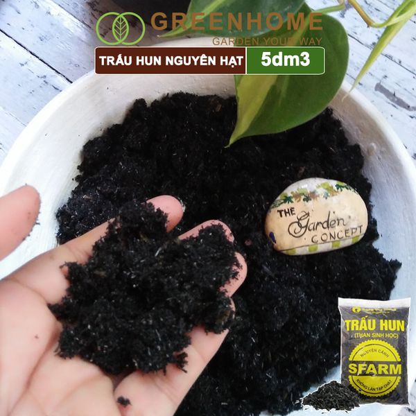 Trấu hun nguyên cánh Sfarm, bao 5dm3, không lẫn tạp chất. dùng trồng thuỷ canh, rau mầm, ươm cây con |Greenhome