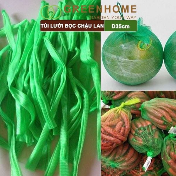 Túi lưới lót chậu trồng phong lan, D35cm, ngăn rơi vãi giá thể, phân bón, độ bền cao |Greenhome