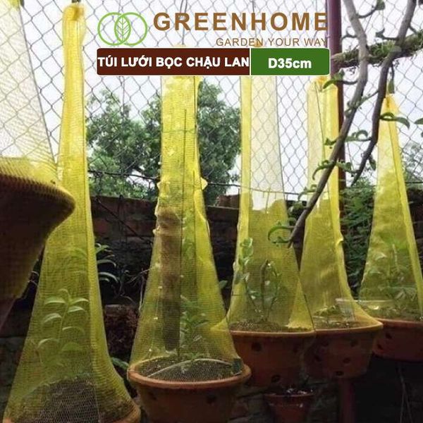 Túi lưới lót chậu trồng phong lan, D35cm, ngăn rơi vãi giá thể, phân bón, độ bền cao |Greenhome