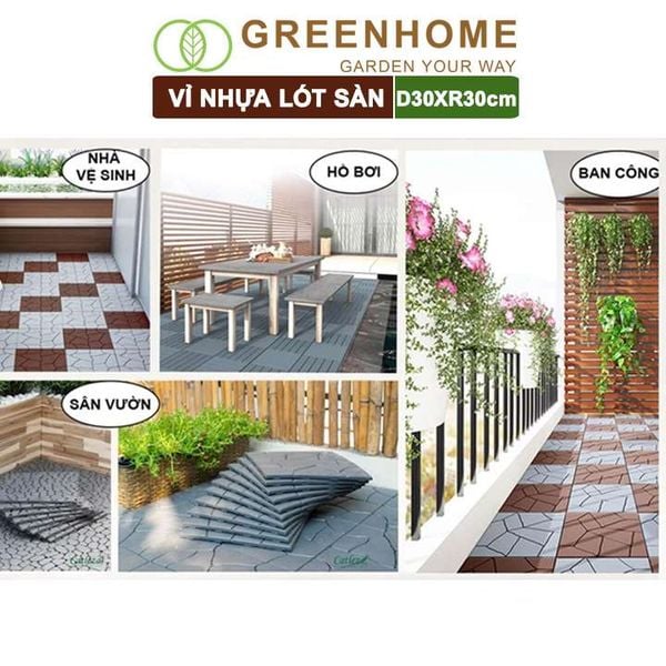 Vỉ nhựa lót sàn, D30xR30cm, 5 nan, hàng xuất khẩu, dễ lắp đặt, lót ban công, sân vườn, hồ bơi |Greenhome