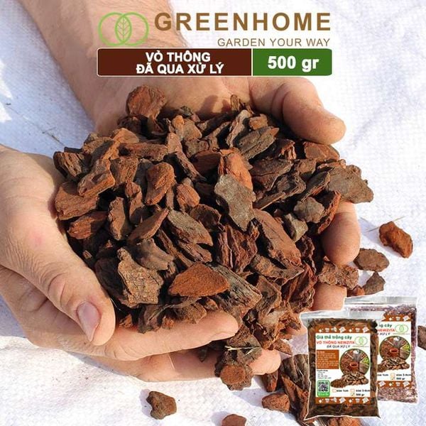 Vỏ thông Newzita, đã qua xử lý, bao 500gr, trồng lan, sen đá,kiểng lá, rãi bề mặt chậu cây, nhiều size |Greenhome