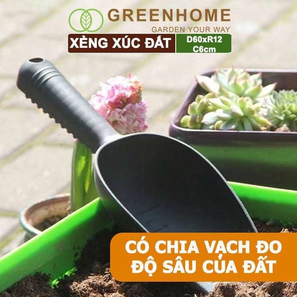 Xẻng nhựa làm vườn, D25cm, xúc đất, châm phân bón, có chia vạch tiện lợi, siêu bền, dễ vệ sinh