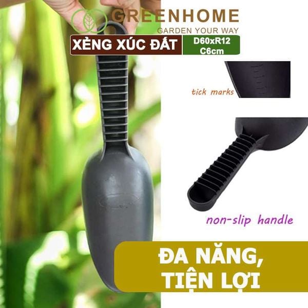 Xẻng nhựa làm vườn, D25cm, xúc đất, châm phân bón, có chia vạch tiện lợi, siêu bền, dễ vệ sinh