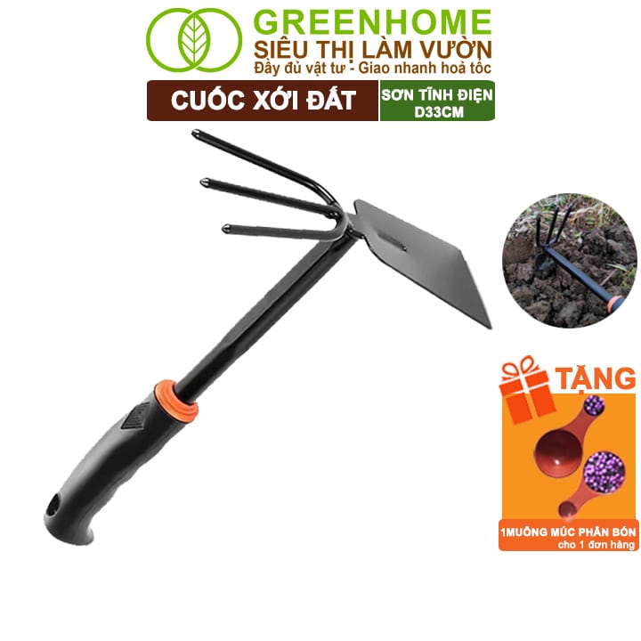 uốc Làm Vườn Greenhome, D28xR8,5cm, Thép Sơn Tĩnh Điện, Tay Cầm Cao Su Chống Trượt, Tiện Dụng