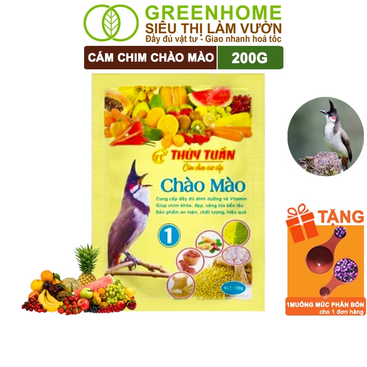 Thức Ăn Cho Chim Chào Mào Số 1 Greenhome, Thúy Tuấn, Gói 200gr, Dưỡng Và Thay Lông