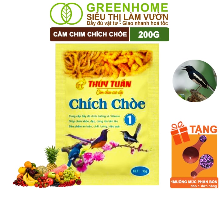 Thức Ăn Cho Chim Chích Chòe Số 1 Greenhome, Thúy Tuấn, Gói 200gr, Dưỡng Và Thay Lông