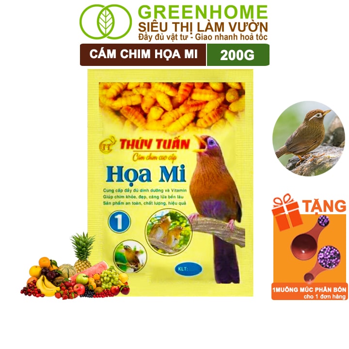 Thức Ăn Cho Chim Họa Mi Số 1 Greenhome, Thúy Tuấn, Gói 200gr, Dưỡng Và Thay Lông