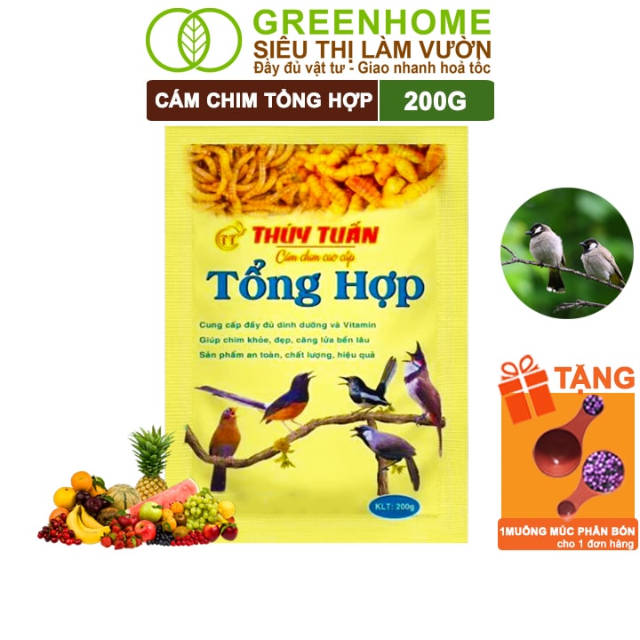 Cám Chim Tổng Hợp Greenhome, Thúy Tuấn, Gói 200gr, Chim Khoẻ Đẹp, Căng Lửa Bền Lâu