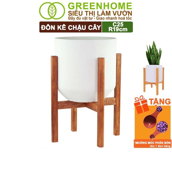 Đôn Kê Chậu Cây, C25xR19cm, Đôn Gỗ Tràm Bền Cứng, Lắp Đặt Dễ Dàng, Tăng Tính Thẩm Mỹ Chậu Cây Cảnh