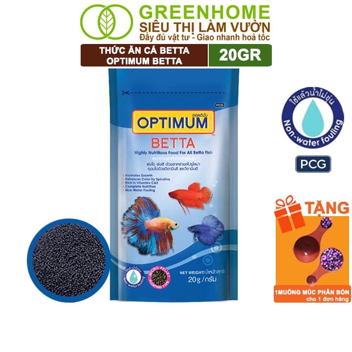 Thức Ăn Cho Cá Betta Greenhome, Optimum Betta, Gói 20gr, Cung Cấp Dinh Dưỡng Và Tăng Cường Màu Sắc