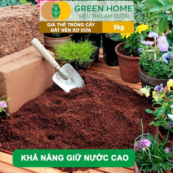 Đất Nén Xơ Dừa Viên 5kg Nở Gấp 5 Lần