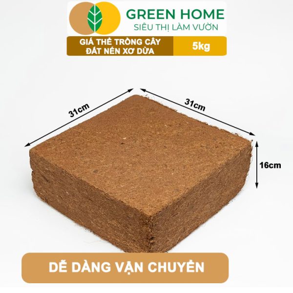 Đất Nén Xơ Dừa Viên 5kg Nở Gấp 5 Lần