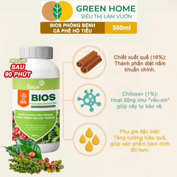 Chế Phẩm Sinh Học Bacte Bios Phòng Bệnh Cà Phê Hồ Tiêu, Chai 500ml