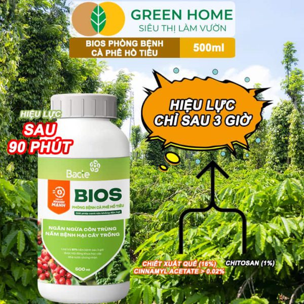 Chế Phẩm Sinh Học Bacte Bios Phòng Bệnh Cà Phê Hồ Tiêu, Chai 500ml