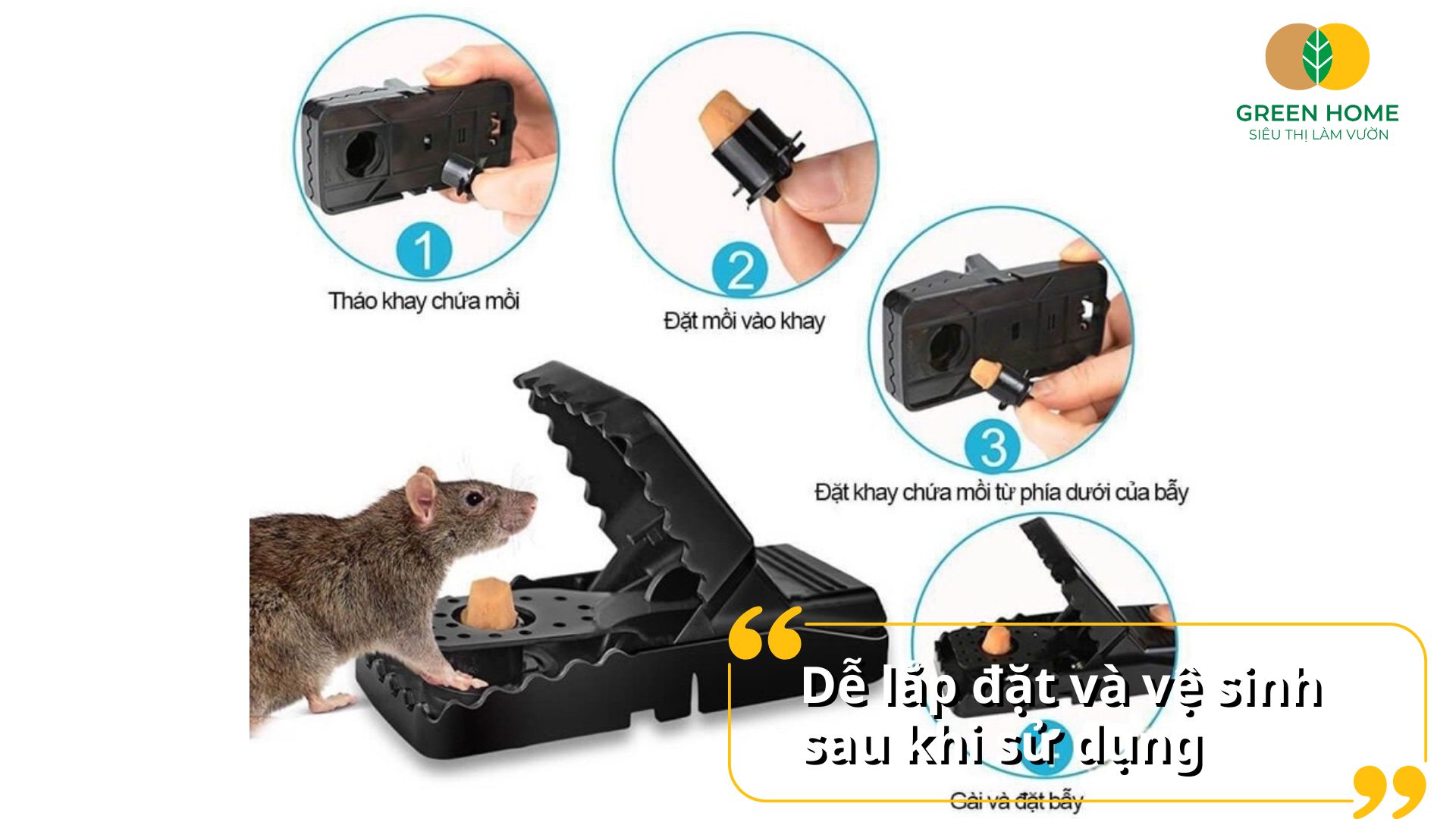 Bẫy chuột thông minh phù hợp với nhiều loại mồi khác nhau