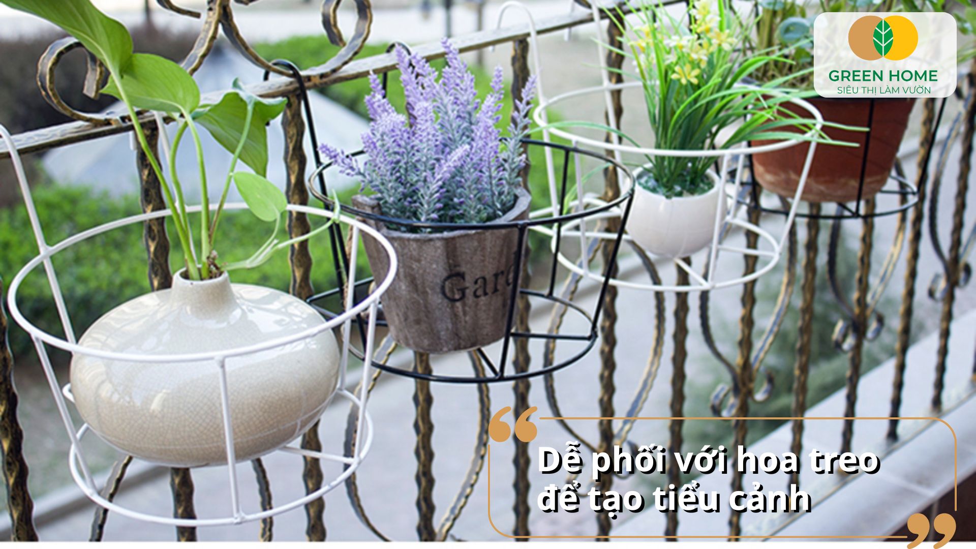 Giỏ treo ban công phù hợp cho căn hộ không có sân vườn
