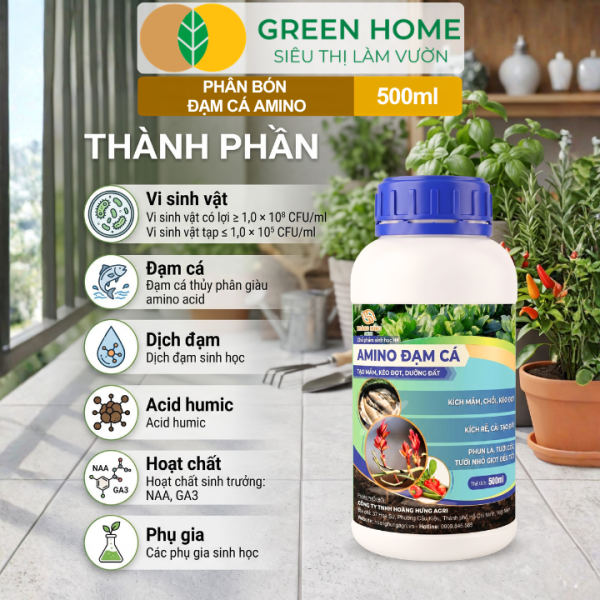Phân Bón Hữu Cơ Đạm Cá Amino, Chai 500ml