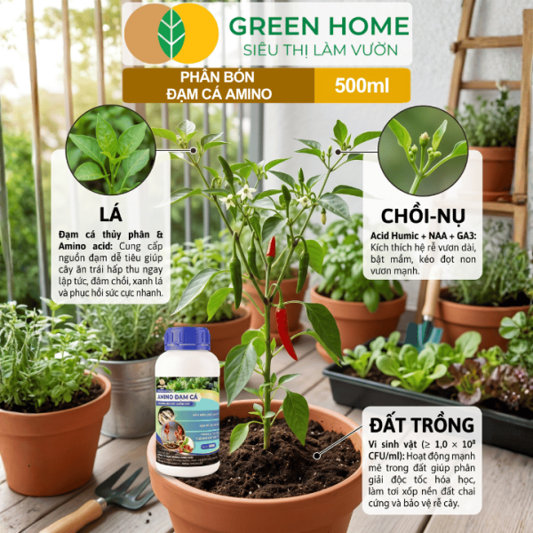 Phân Bón Hữu Cơ Đạm Cá Amino, Chai 500ml