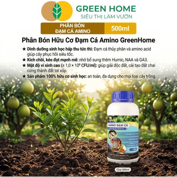 Phân Bón Hữu Cơ Đạm Cá Amino, Chai 500ml